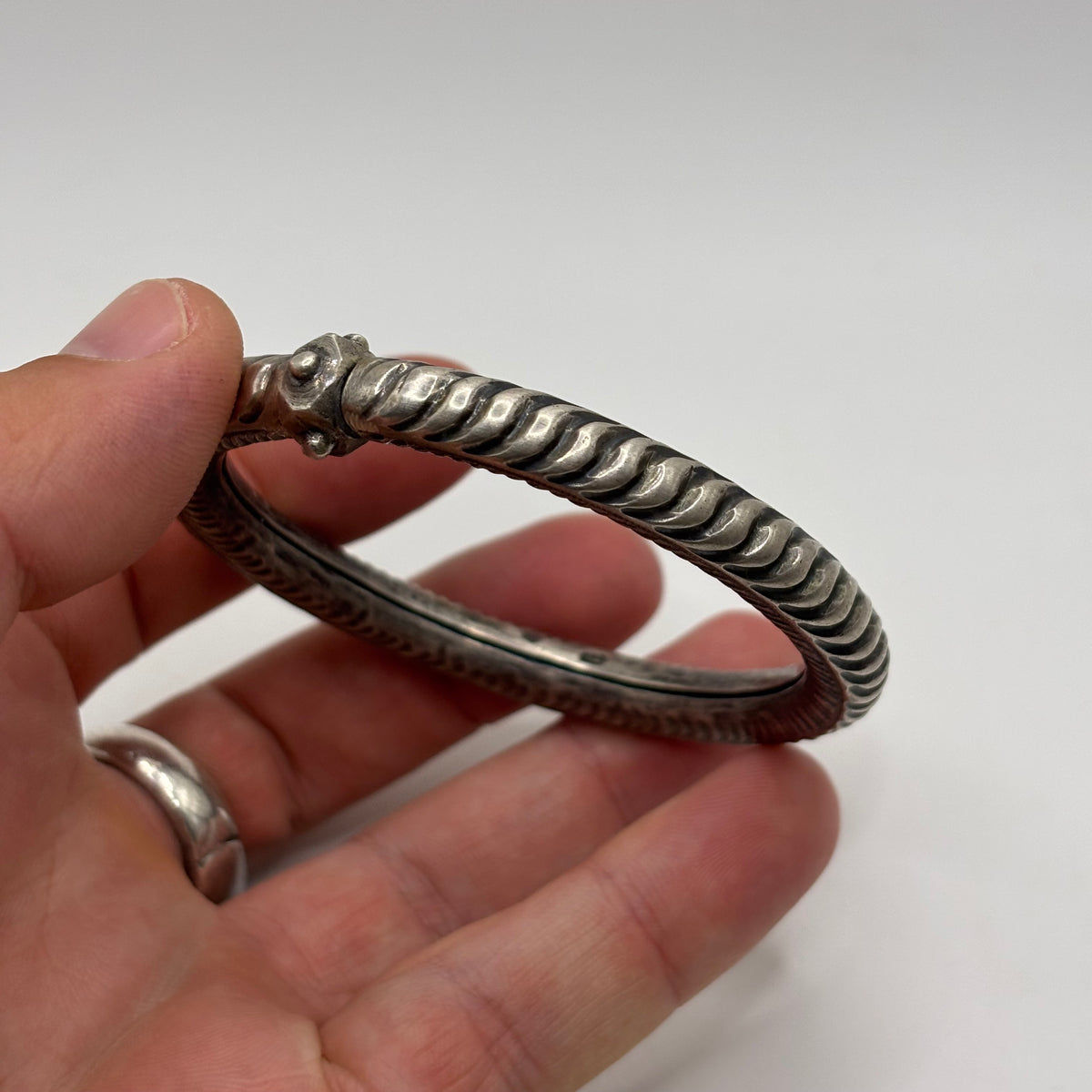 Silver Vintage Idien Tribal Bangle (60mm)