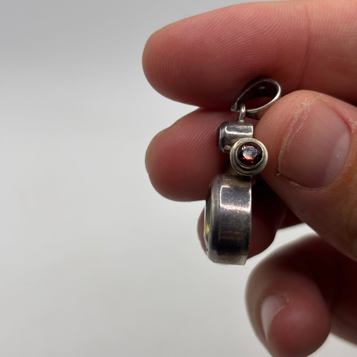 Silver Garnet & Topaz Pendant