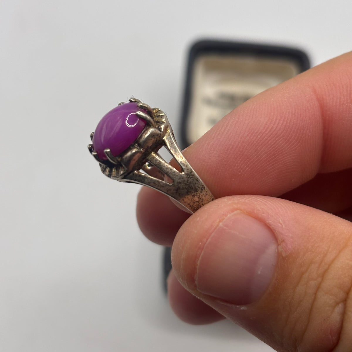 Silver Pink Star Sapphire Ring (N)