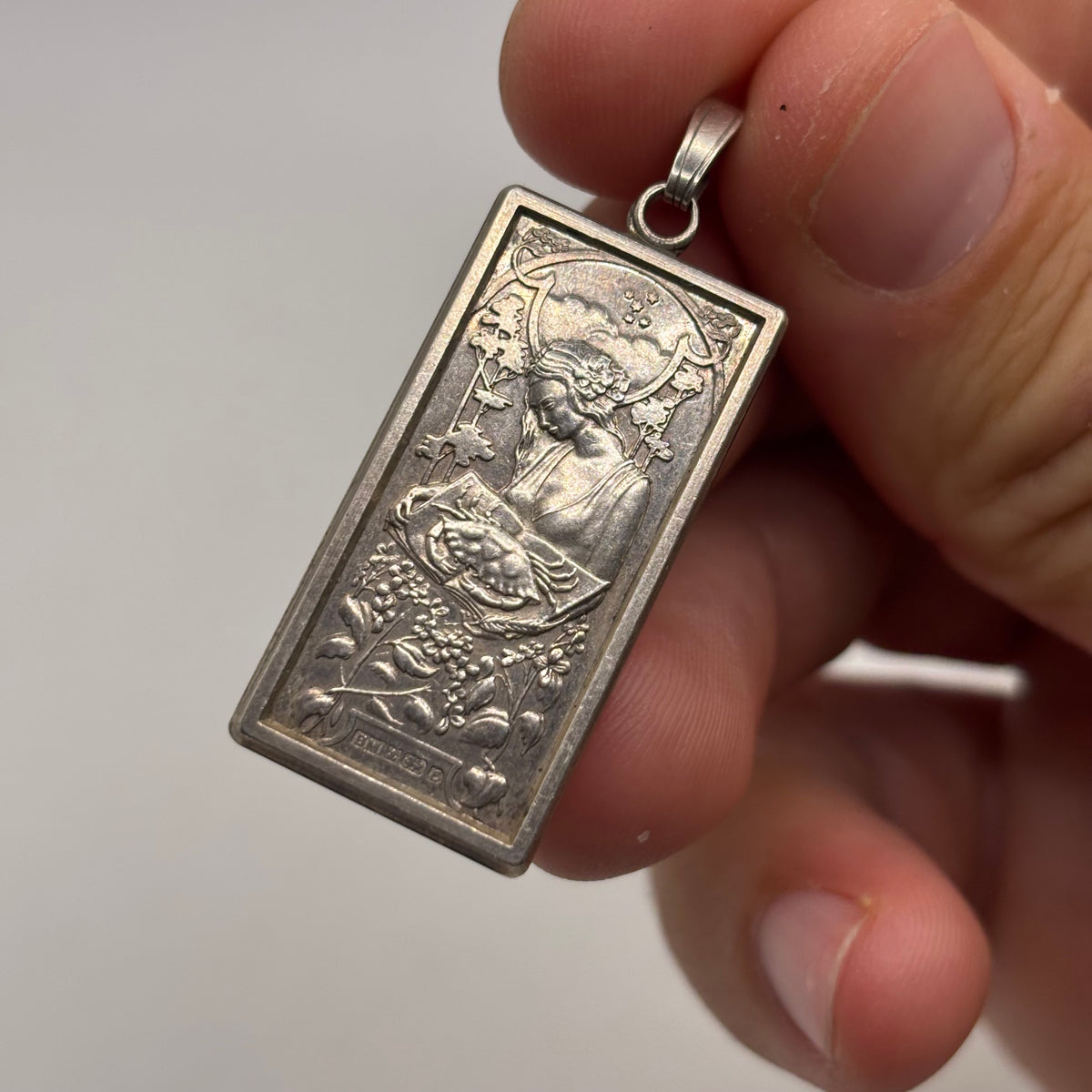Silver Vintage Art Nouveau Cancer Pendant