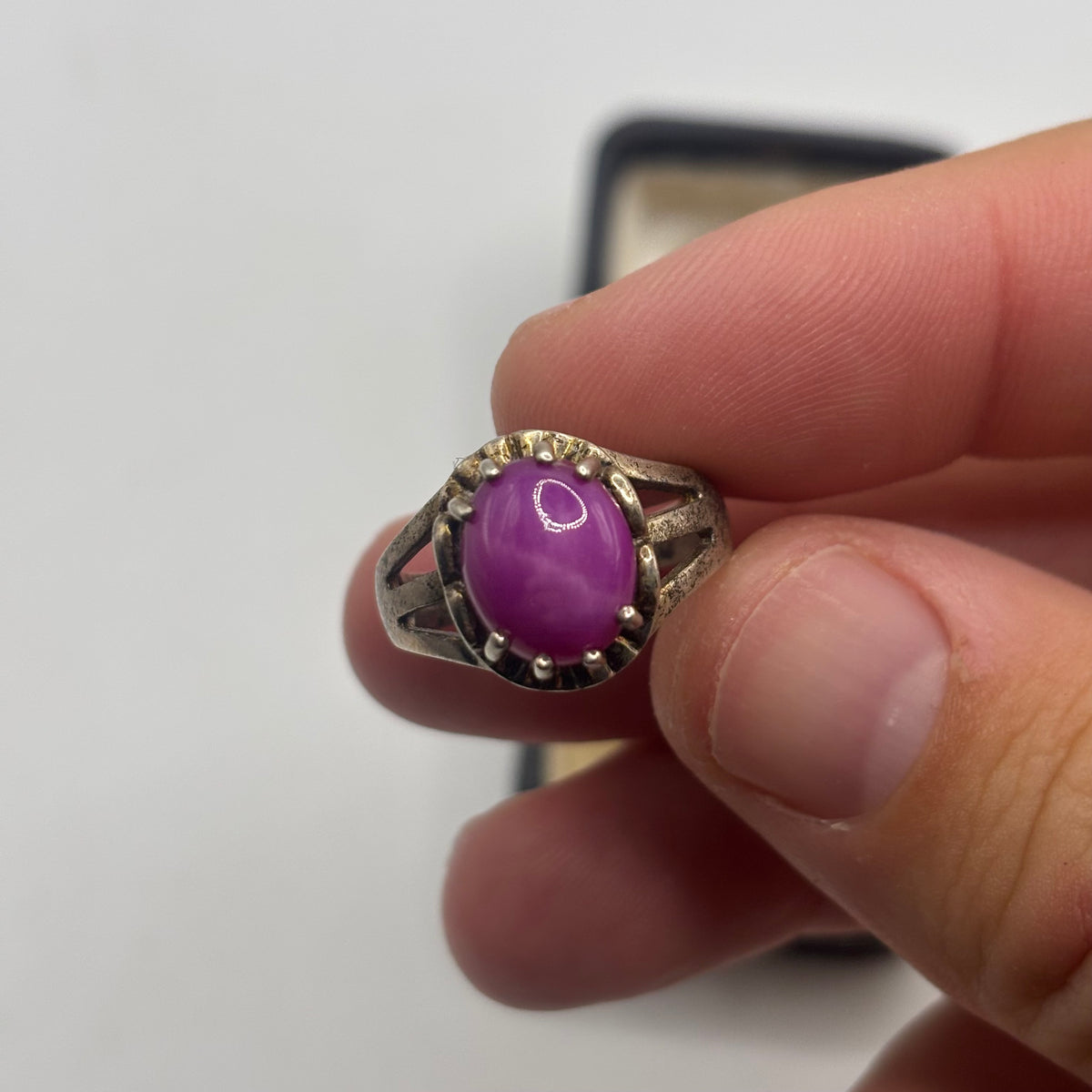 Silver Pink Star Sapphire Ring (N)