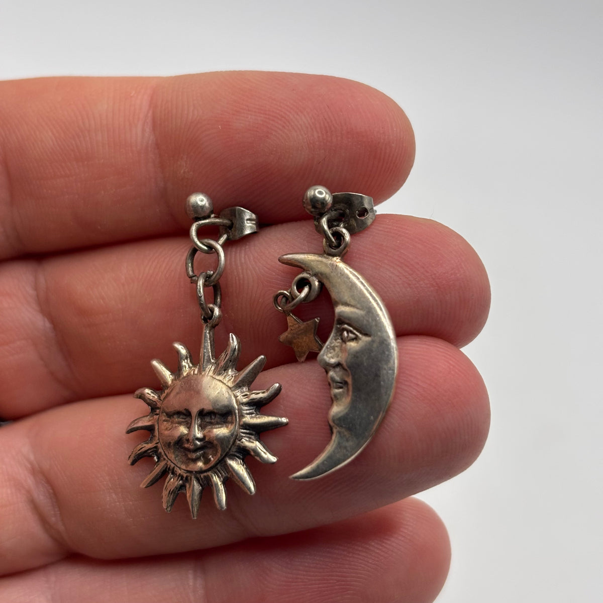 Silver Moon & Sun Earrings