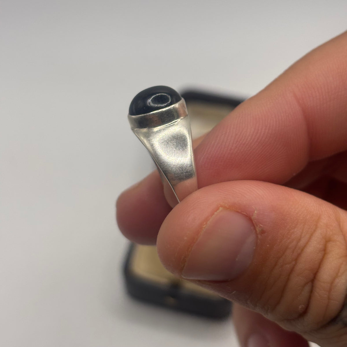 Silver Star Sapphire Signet Ring (O)