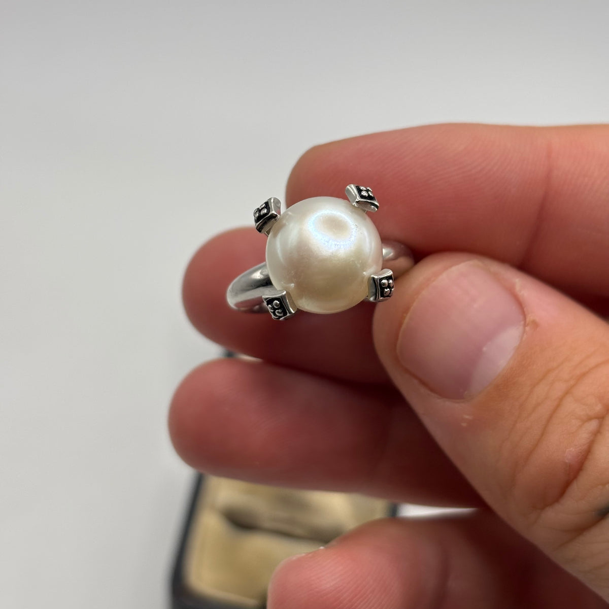 Silver Genuine Pearl Ring (L 1/2)