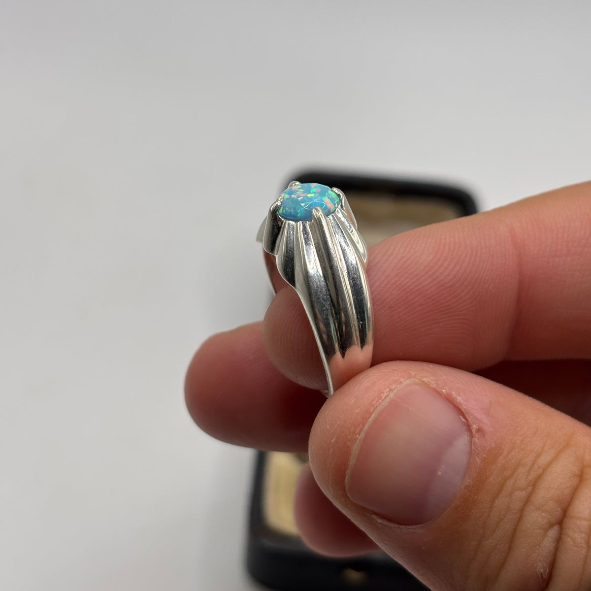 Silver Opal Signet Ring (P)