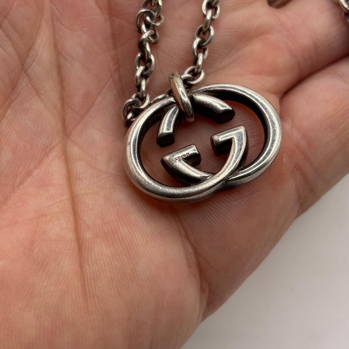 Silver 20” Gucci Britt GG Necklace