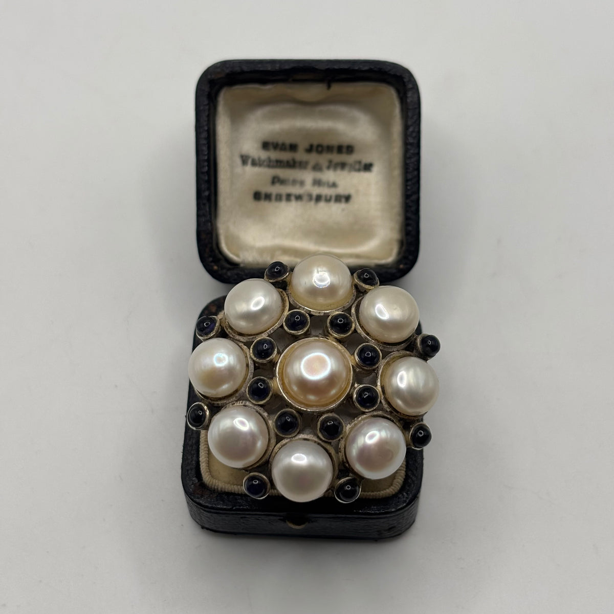 Silver Huge Pearl & Iolite Ring (O)