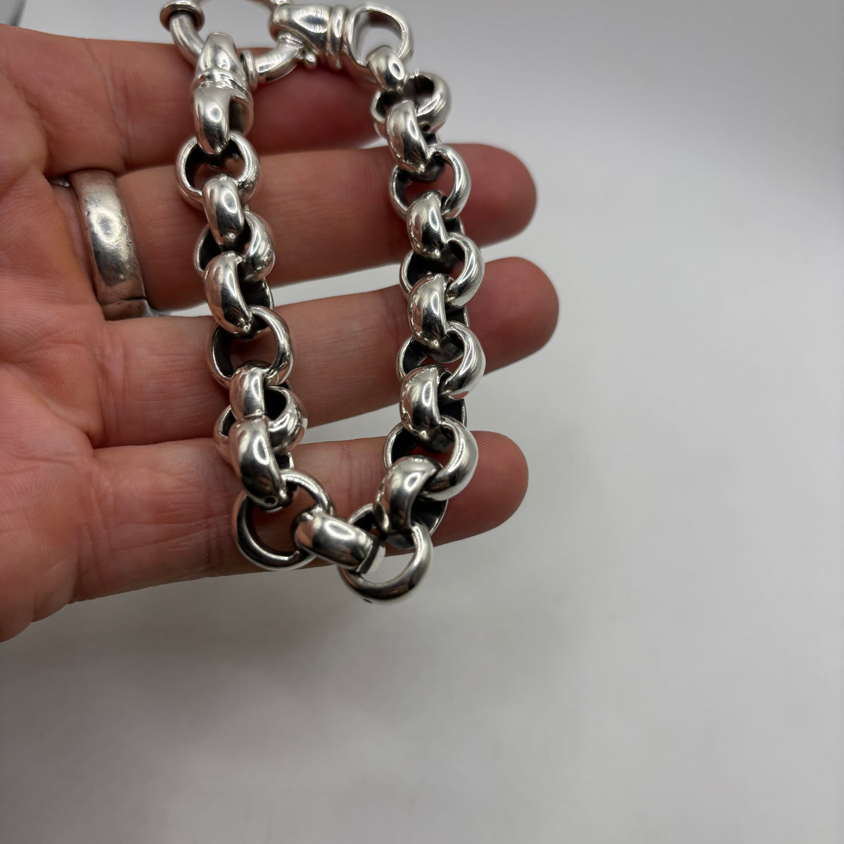 Silver 8.5” Chunky Puff Link Belcher Bracelet