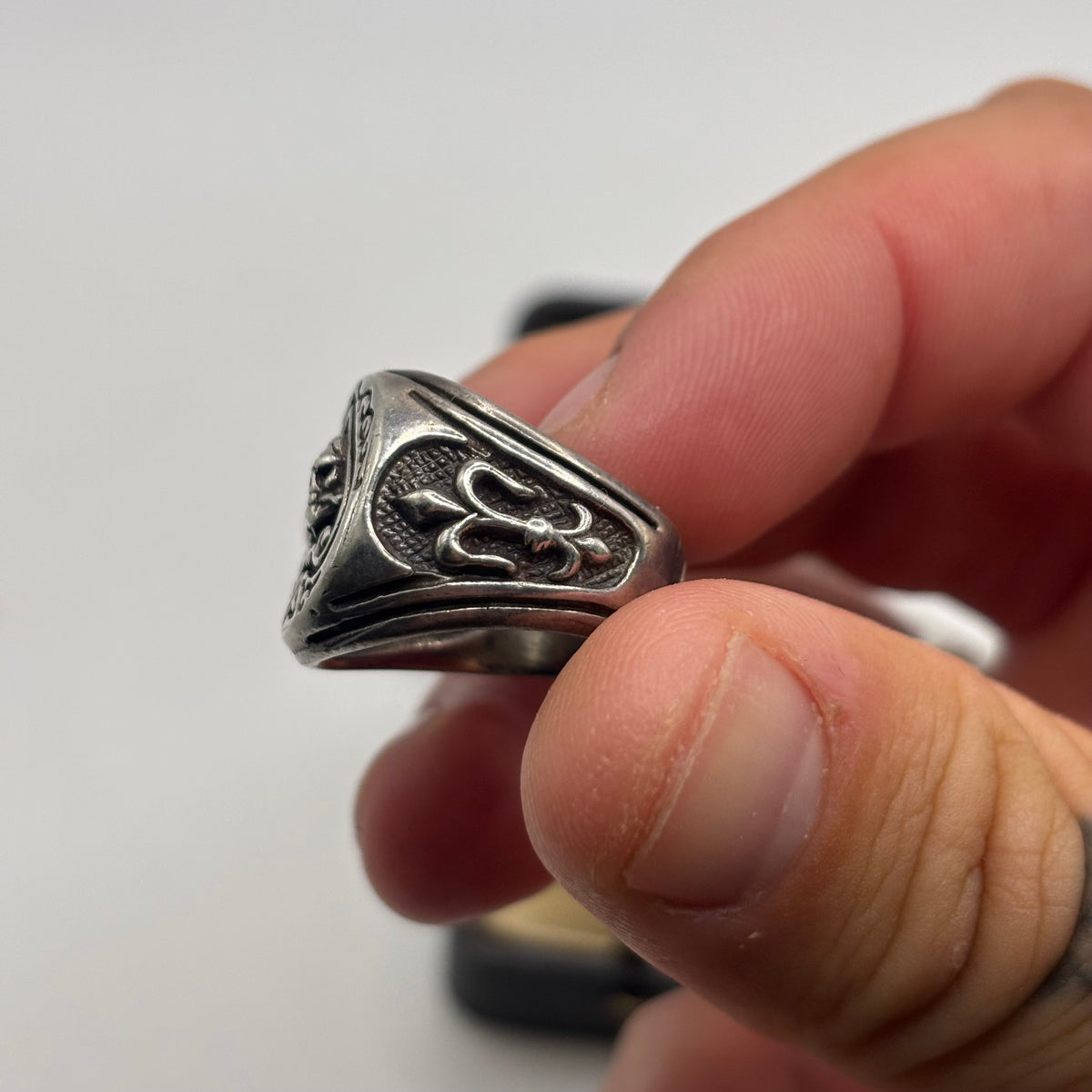 Silver Heavy Skull Biker Ring (N)