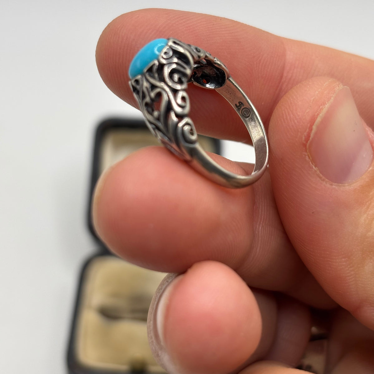 Silver Native American Turquoise Ring (N 1/2)