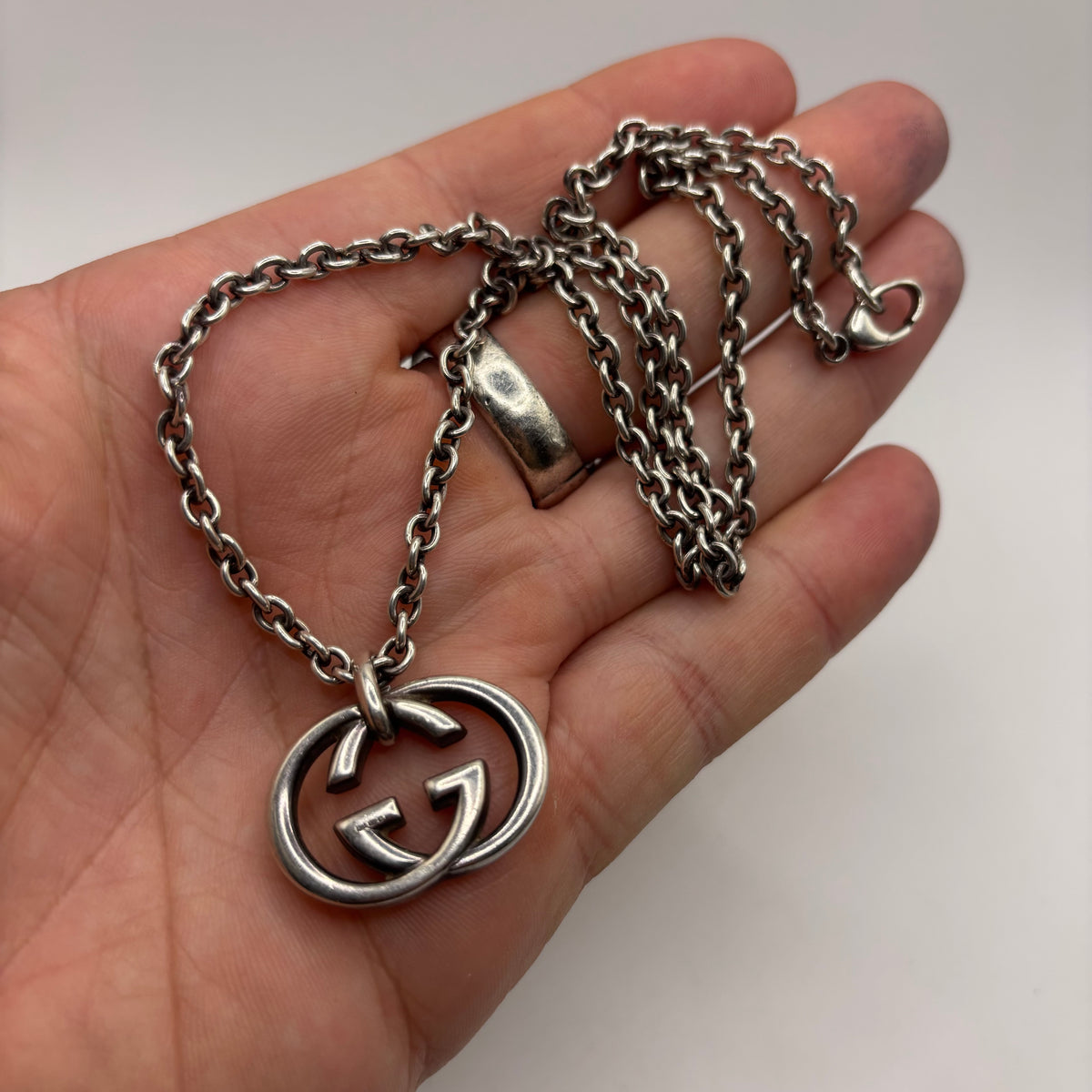 Silver 20” Gucci Britt GG Necklace