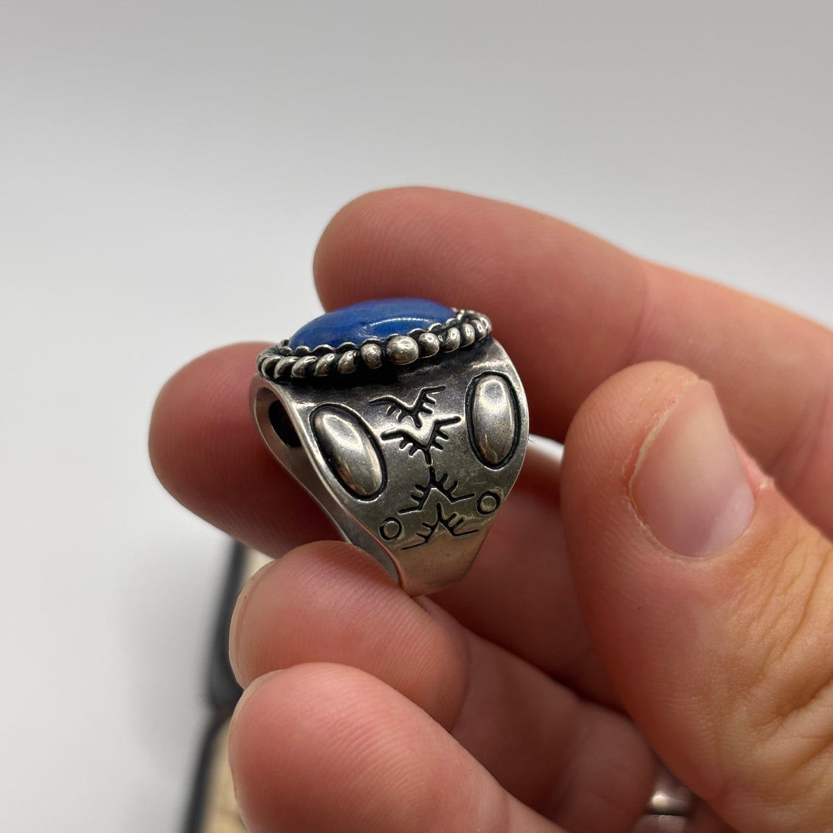 Silver Chunky Carolyn Pollack Lapis Ring (N)