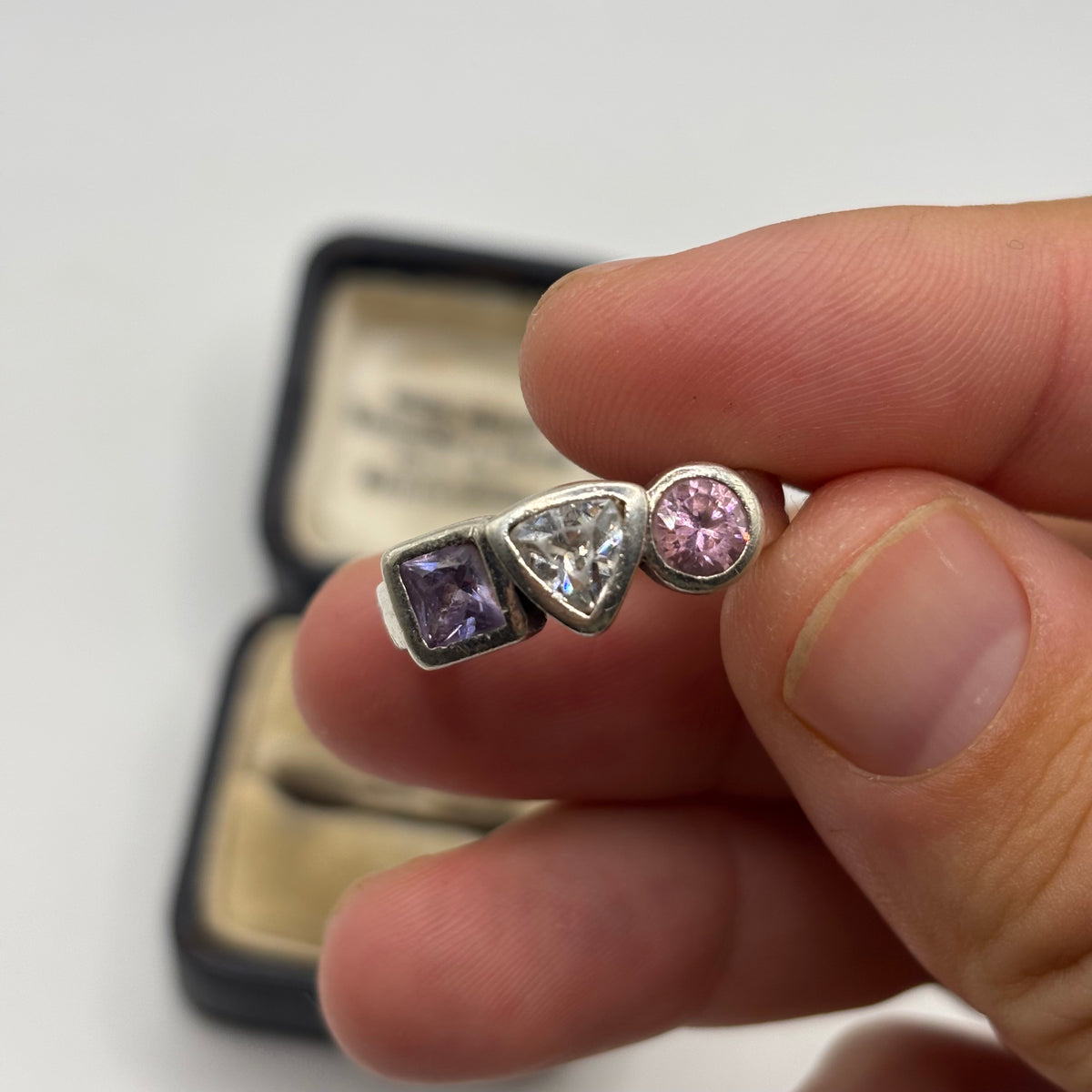Silver Mixed Gem Ring (T)