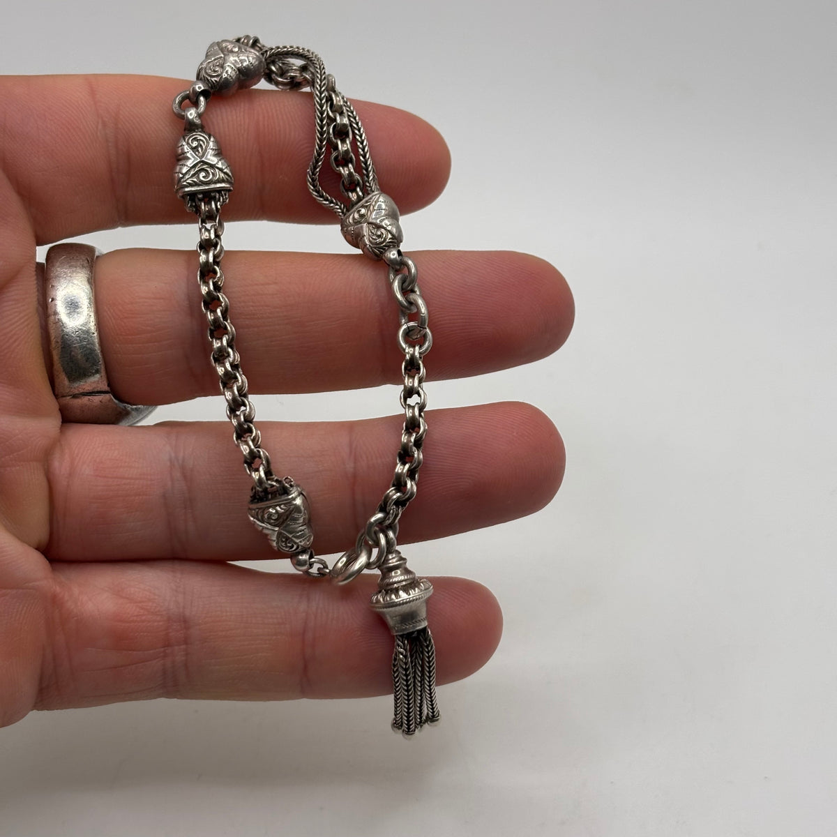 Silver 7.5” Rare Victorian Albertina Bracelet