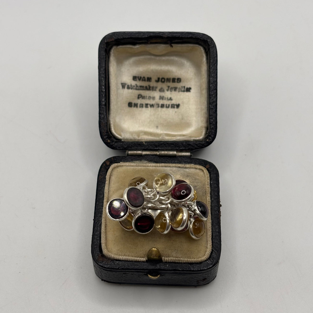 Silver Unusual Garnet & Citrine Ring (Q)