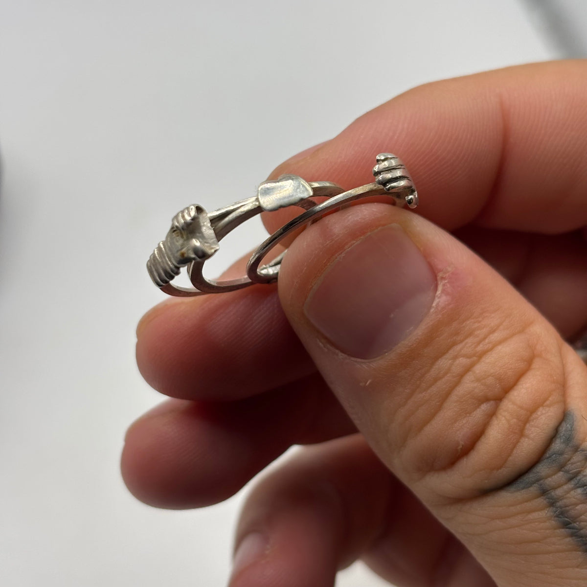 Silver Rare Fede Gimmel Ring (L)