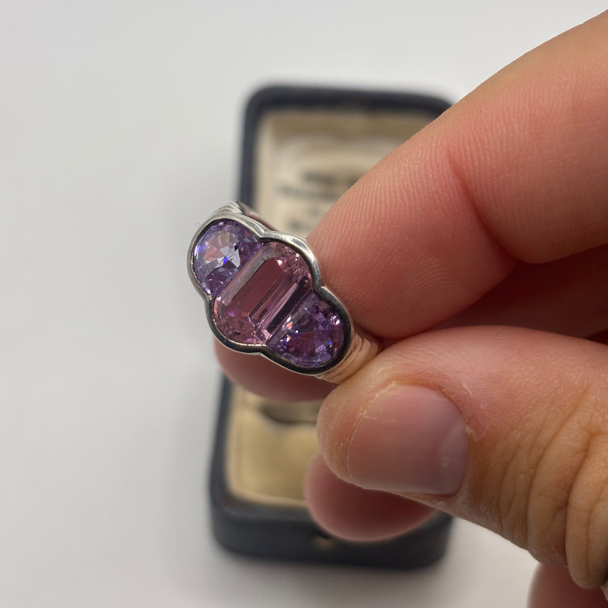 Silver Pink & Purple CZ Ring (R)