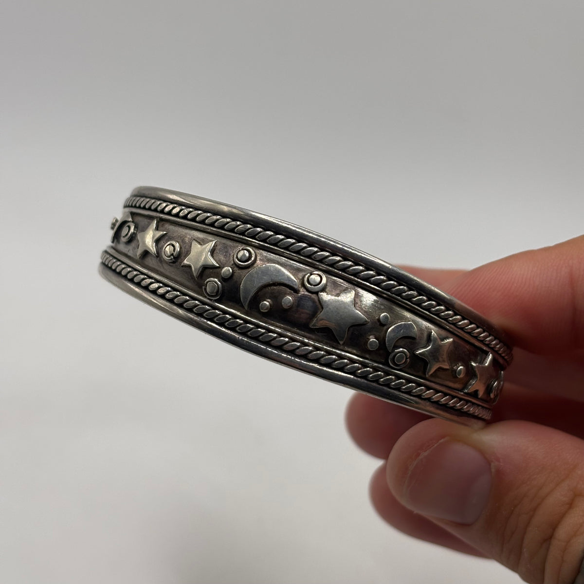 Silver Moon & Sun Bangle (62mm)