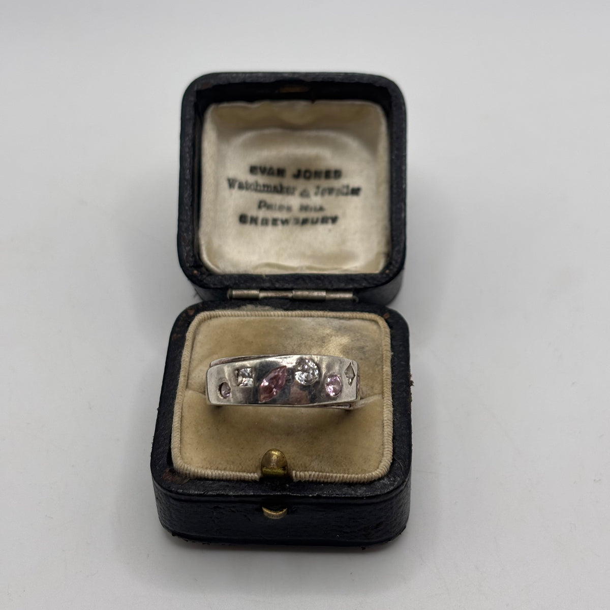 Silver Pink & White CZ Band Ring (P)