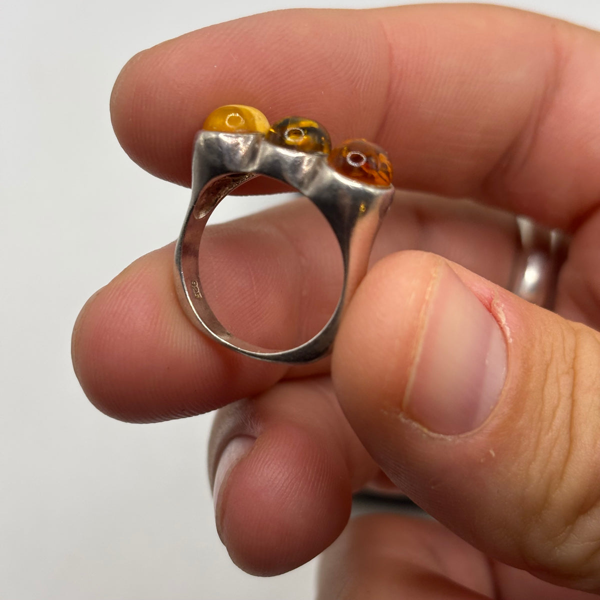 Silver Amber Triple Ring (M)