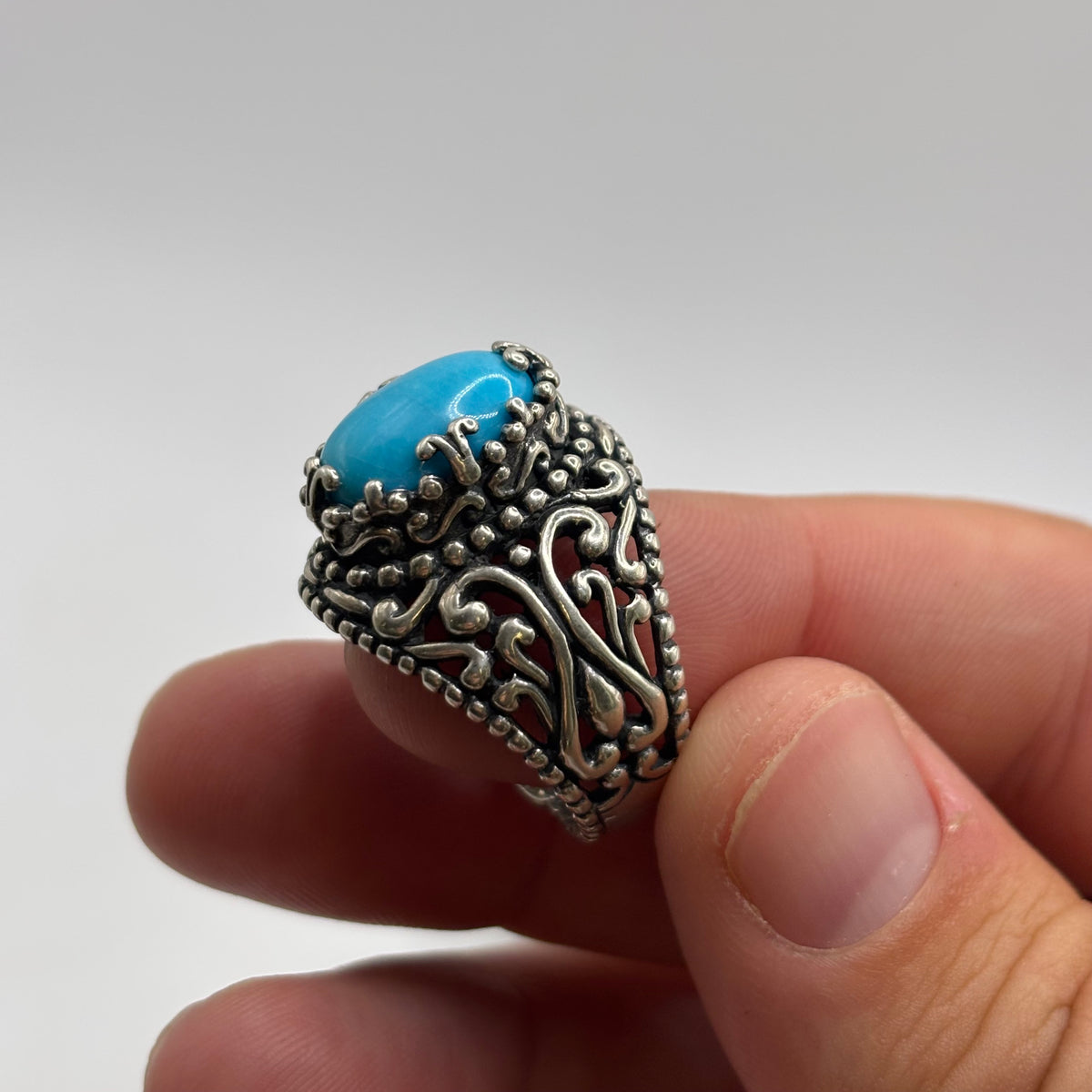 Silver Heavy Carolyn Pollack Turquoise Ring (T)