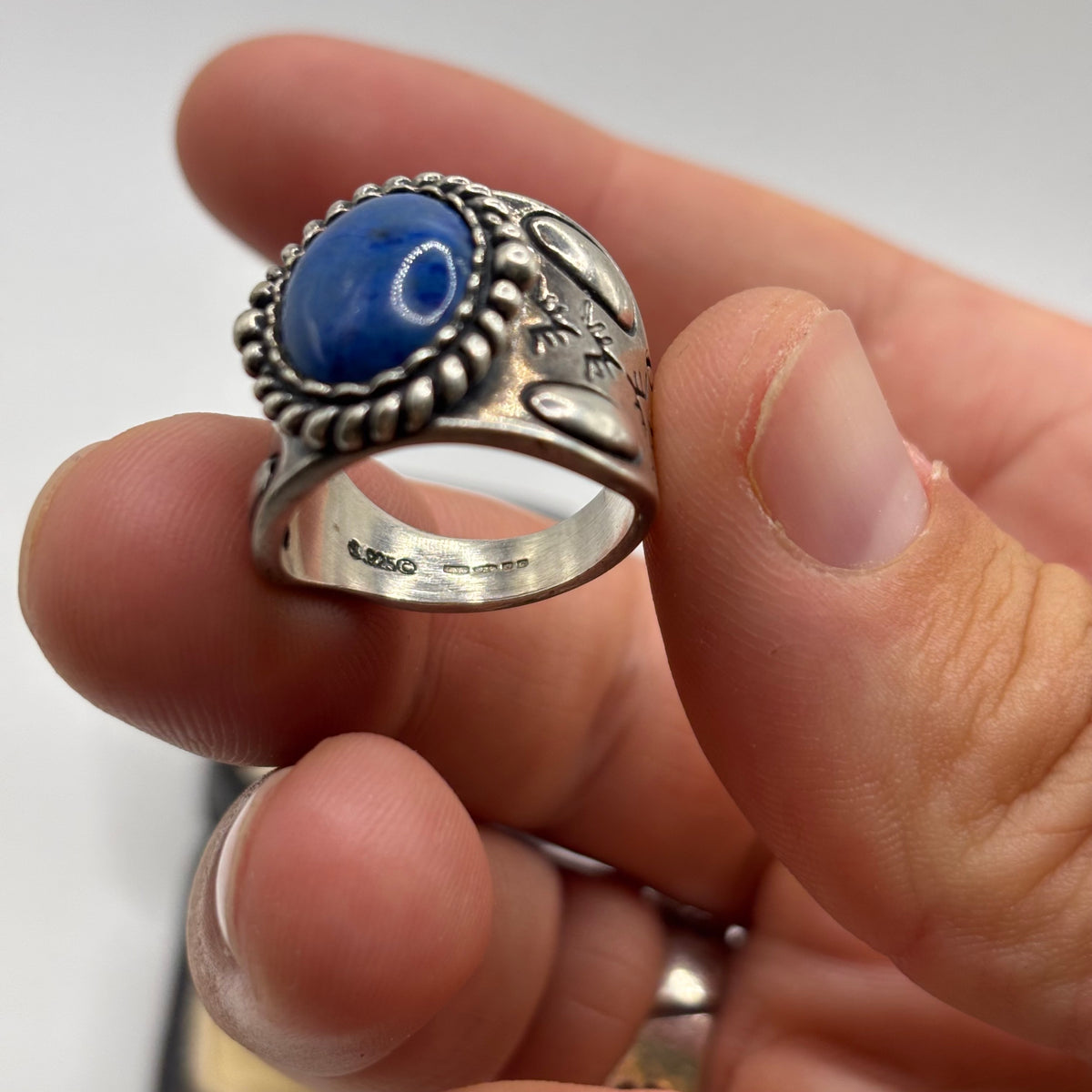 Silver Chunky Carolyn Pollack Lapis Ring (N)