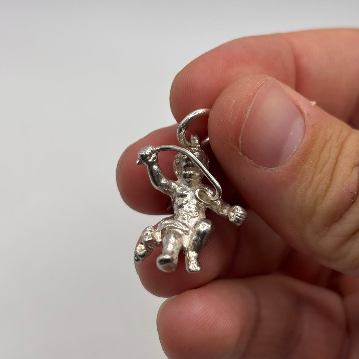 Silver Heavy Vintage Cherub Pendant