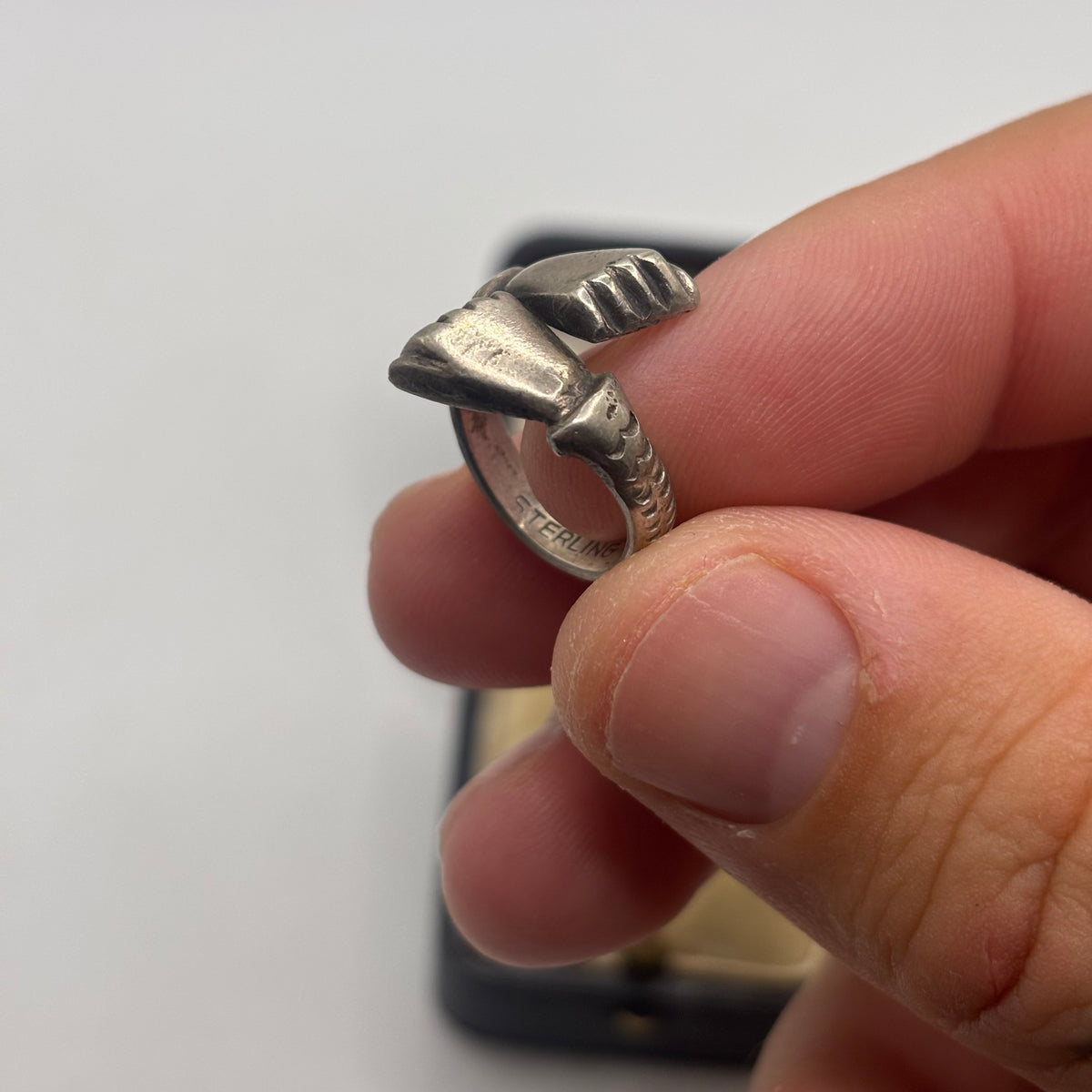 Silver Vintage Double Fist Ring (F)