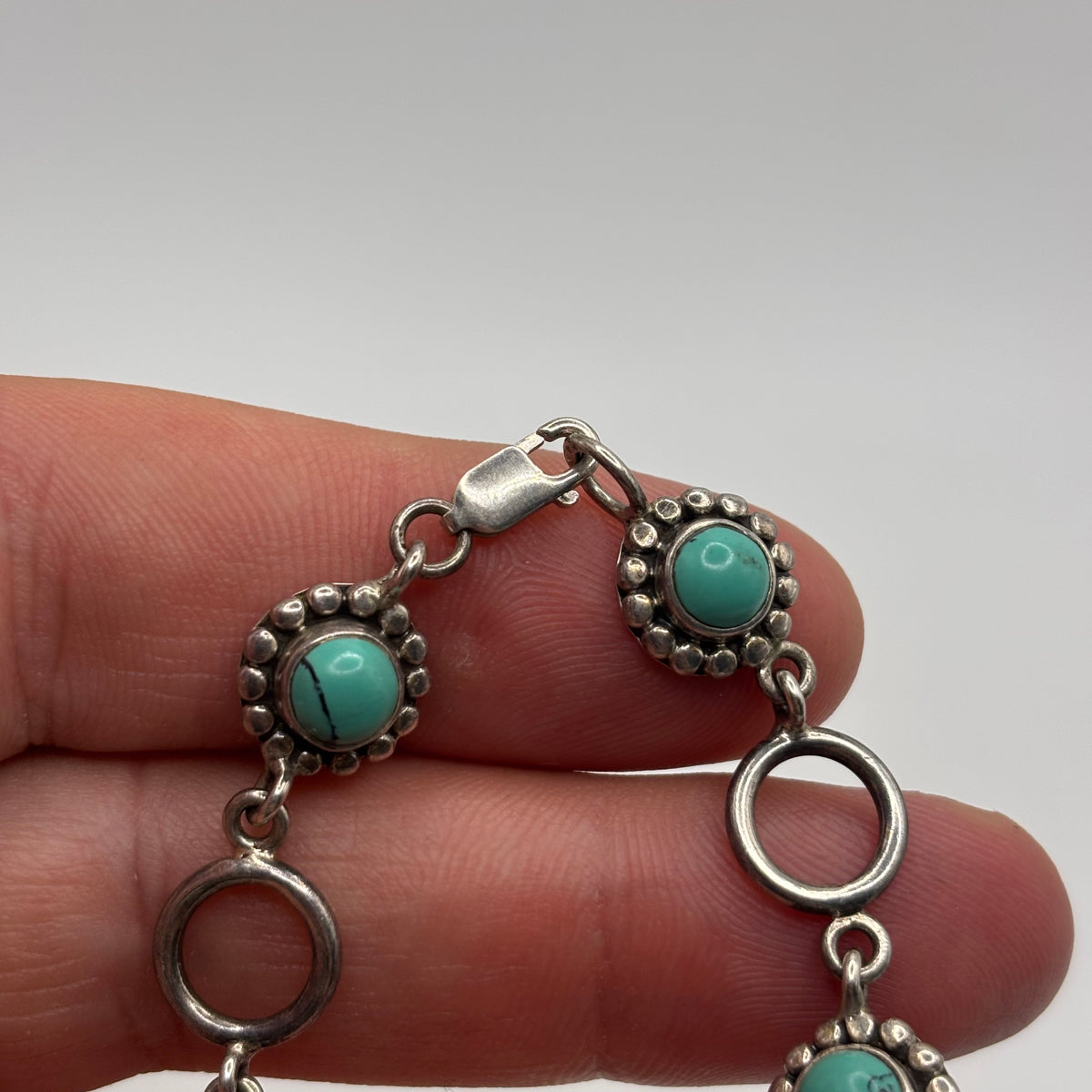Silver 7.5” Turquoise Bracelet