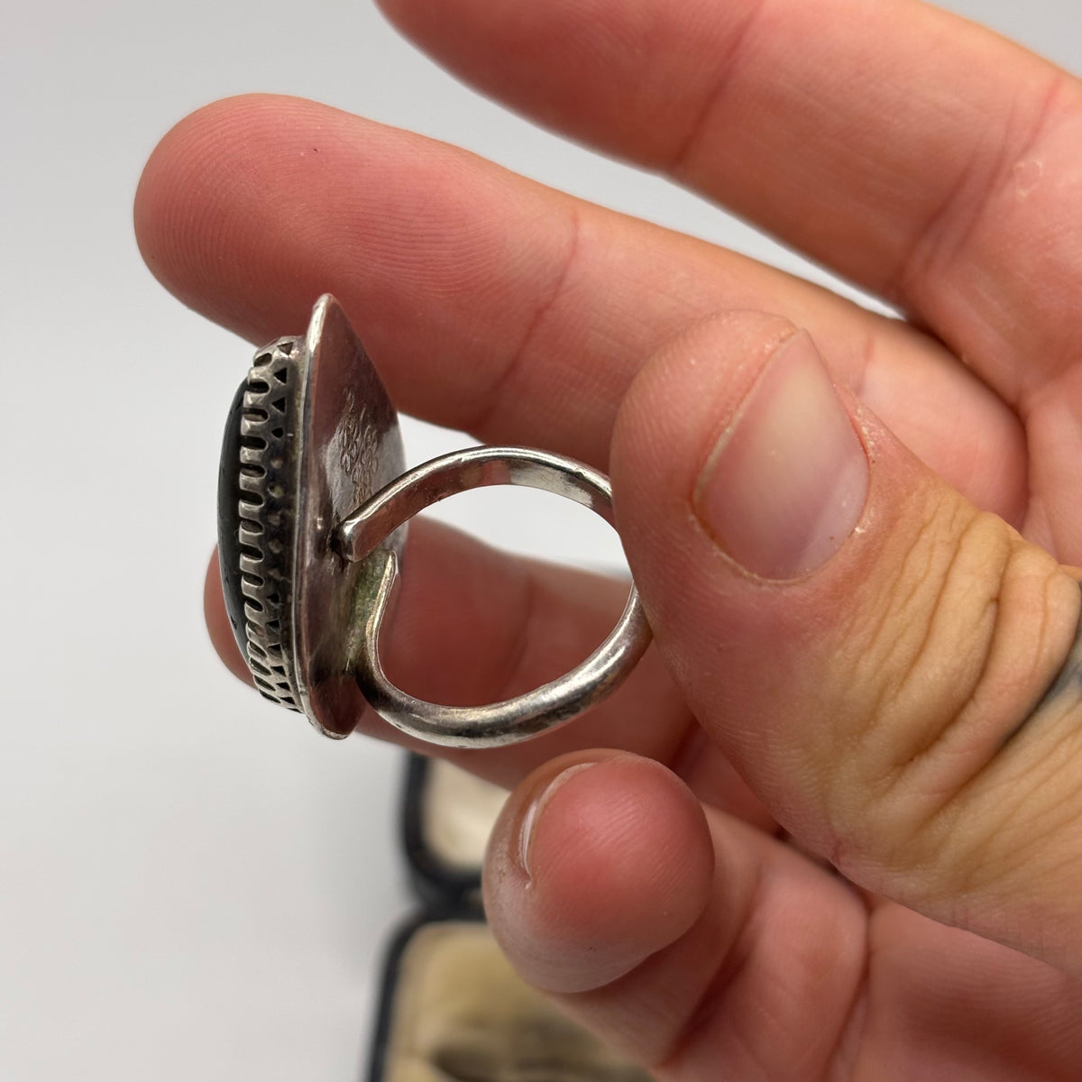 Silver Chunky Labradorite Ring (N)