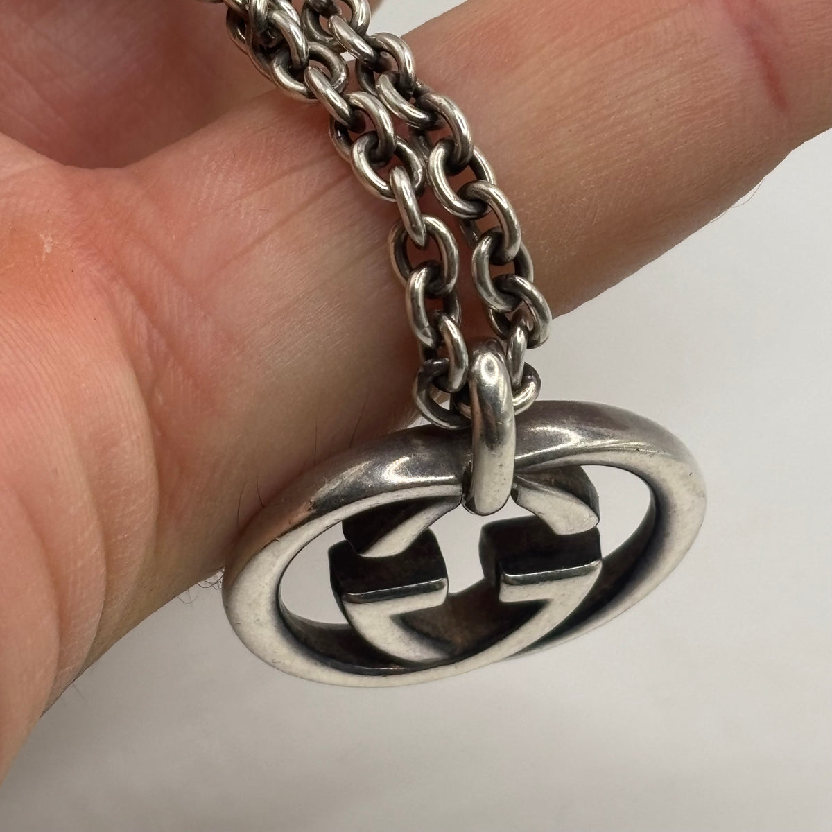Silver 20” Gucci Britt GG Necklace