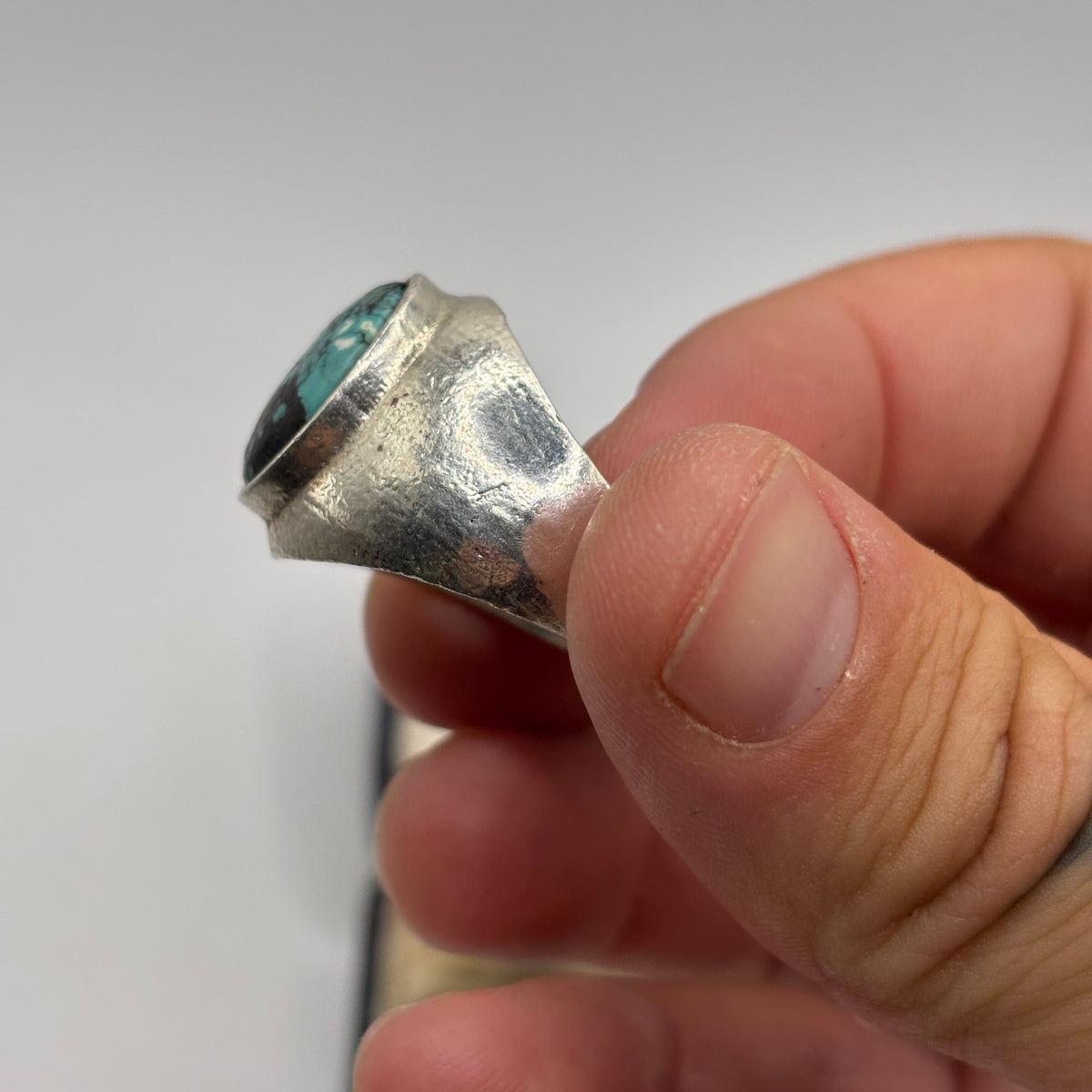 Silver Chunky Turquoise Ring (V)