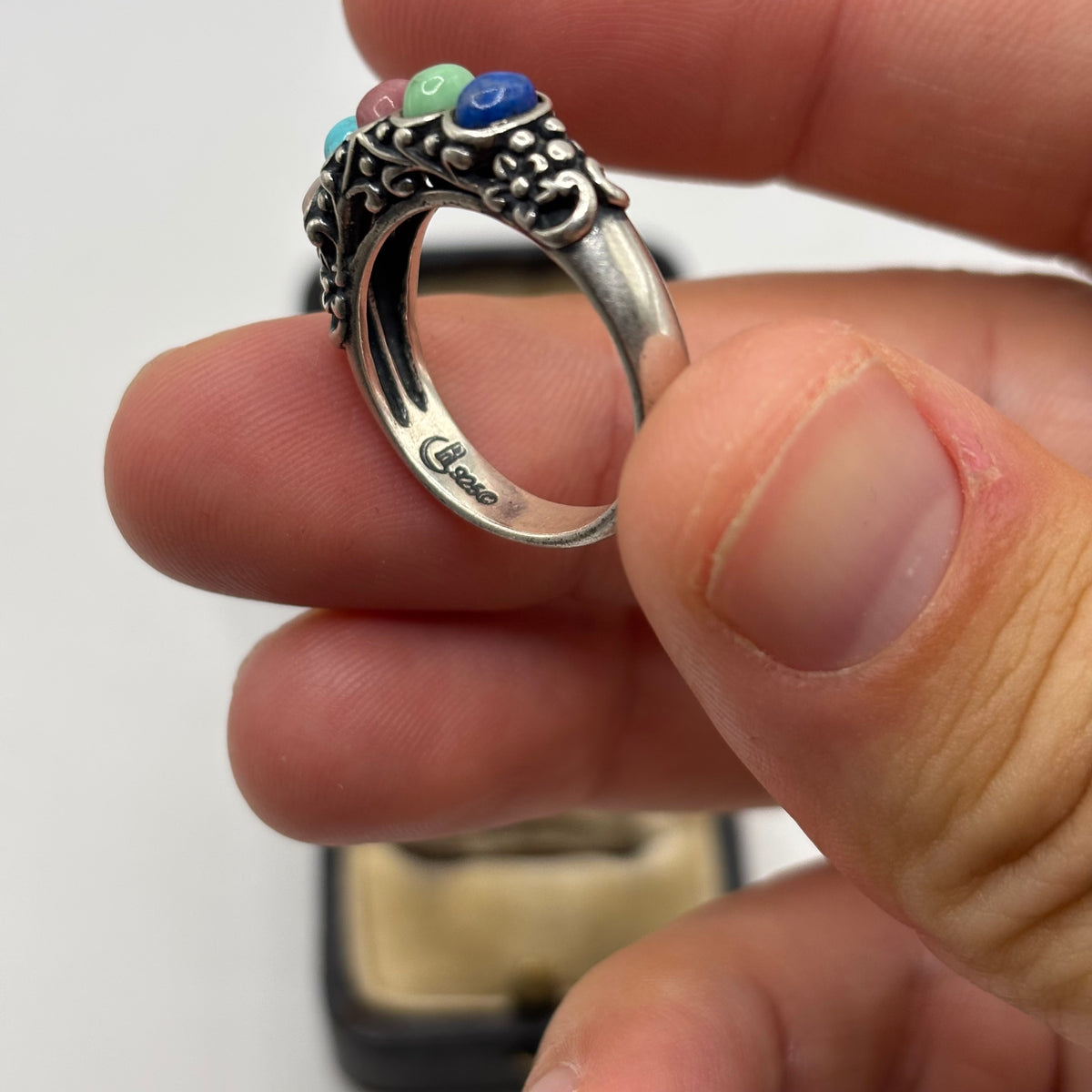 Silver Multi Gem Carolyn Pollack Ring (Q)