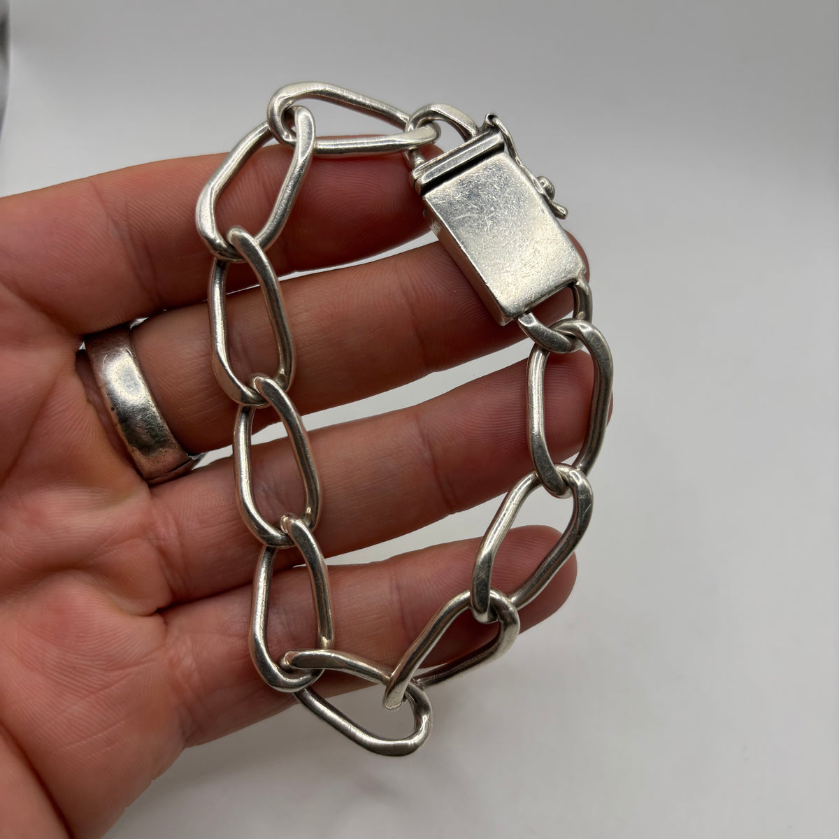 Silver 8.5” Heavy Mexican Curb Bracelet