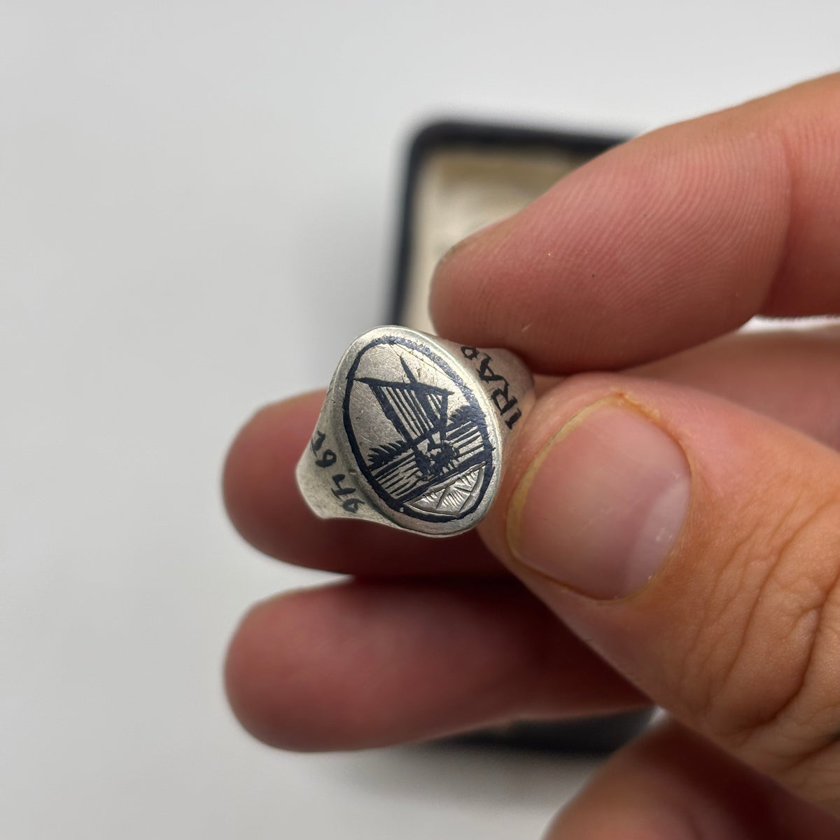 Silver WW2 Era Iraq Trench Art Ring (N)
