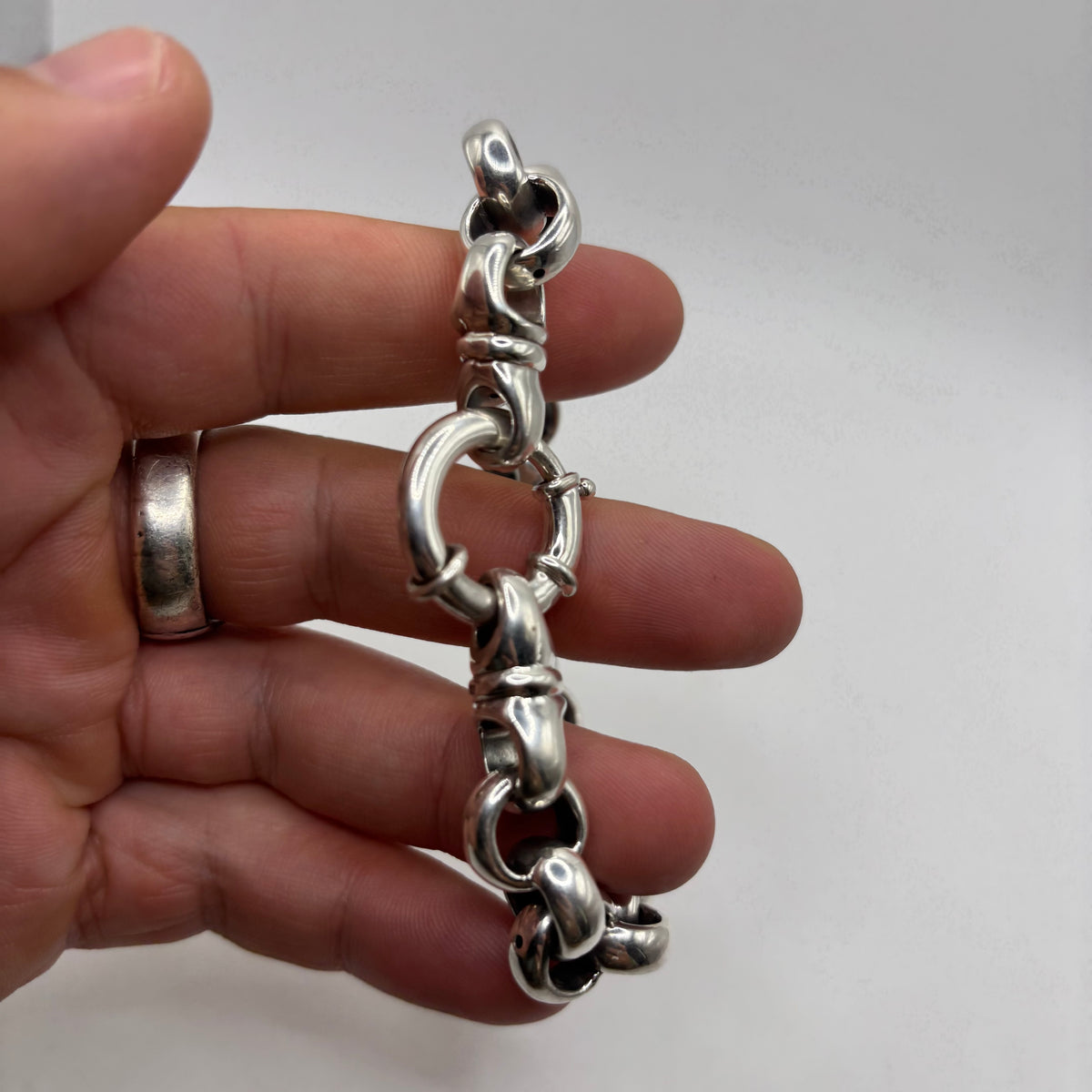 Silver 8.5” Chunky Puff Link Belcher Bracelet