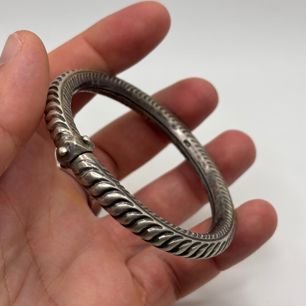 Silver Vintage Idien Tribal Bangle (60mm)