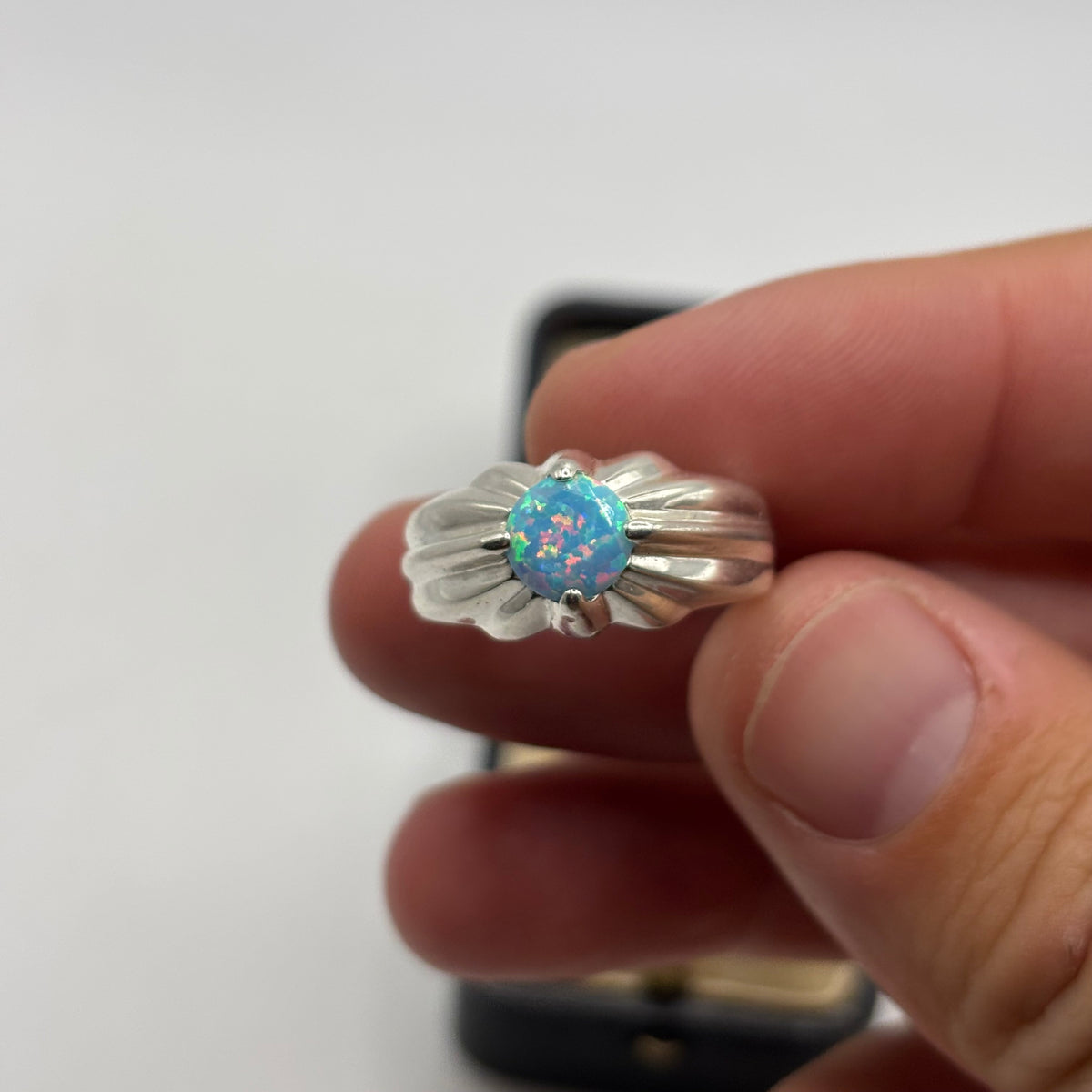 Silver Opal Signet Ring (P)