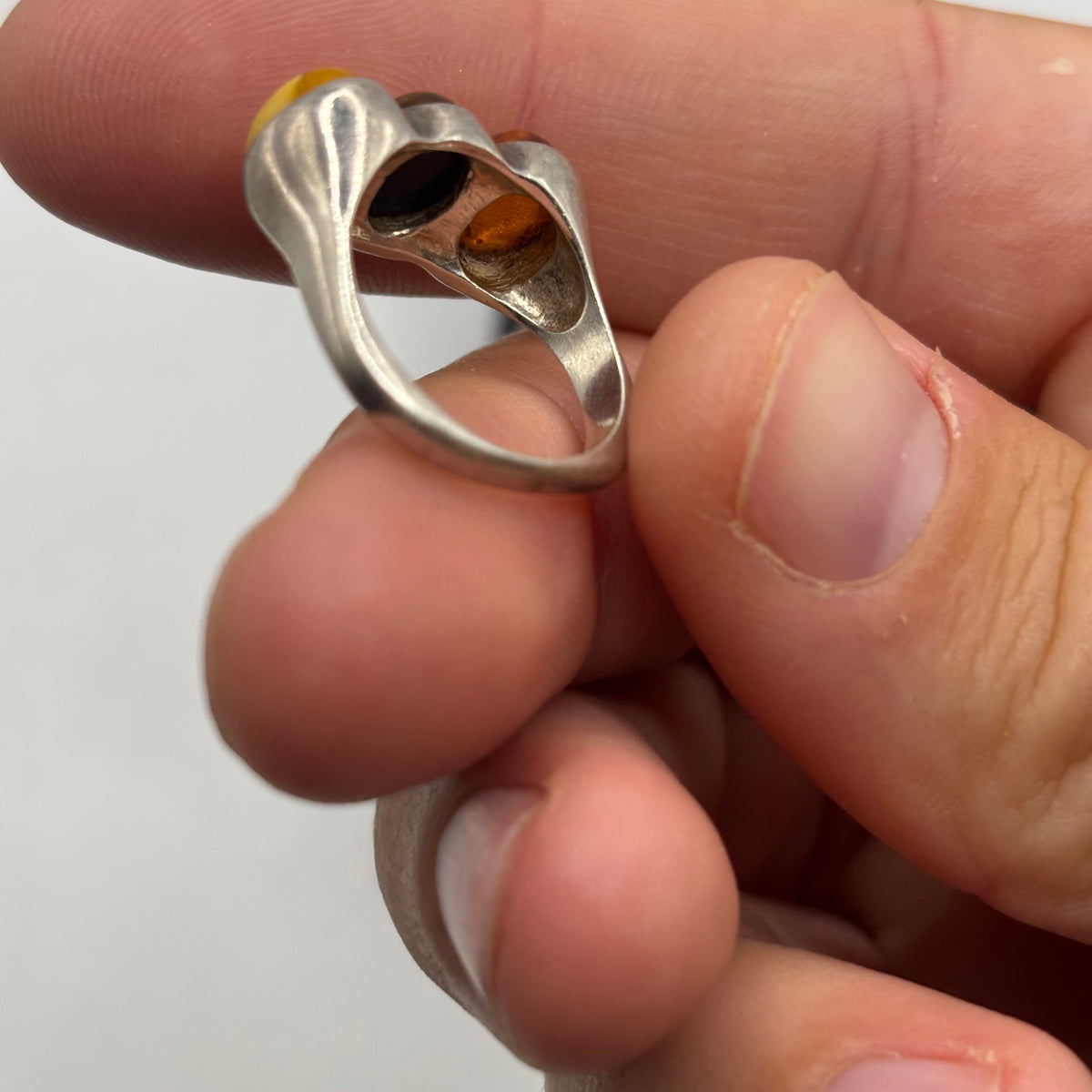 Silver Amber Triple Ring (M)