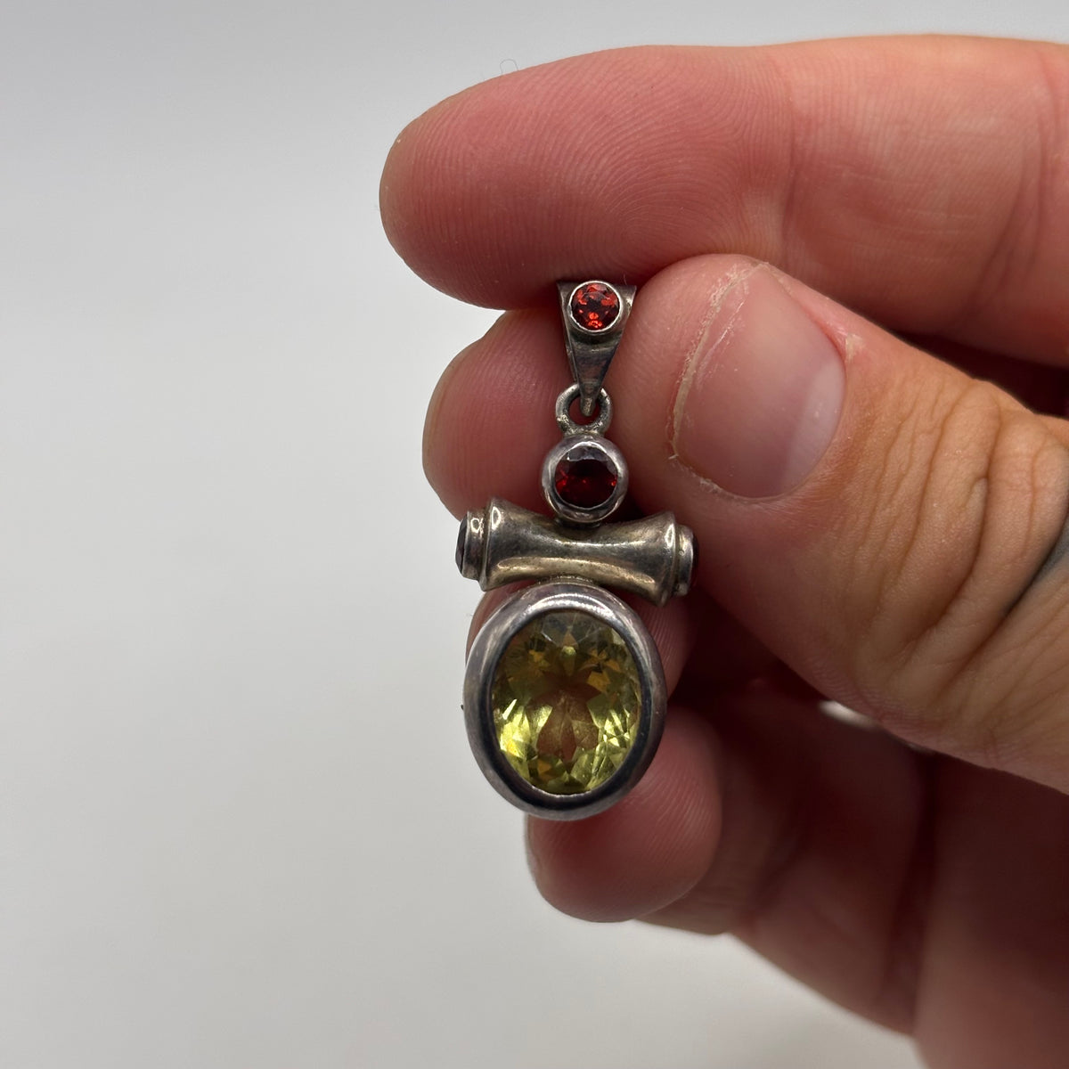 Silver Garnet & Topaz Pendant