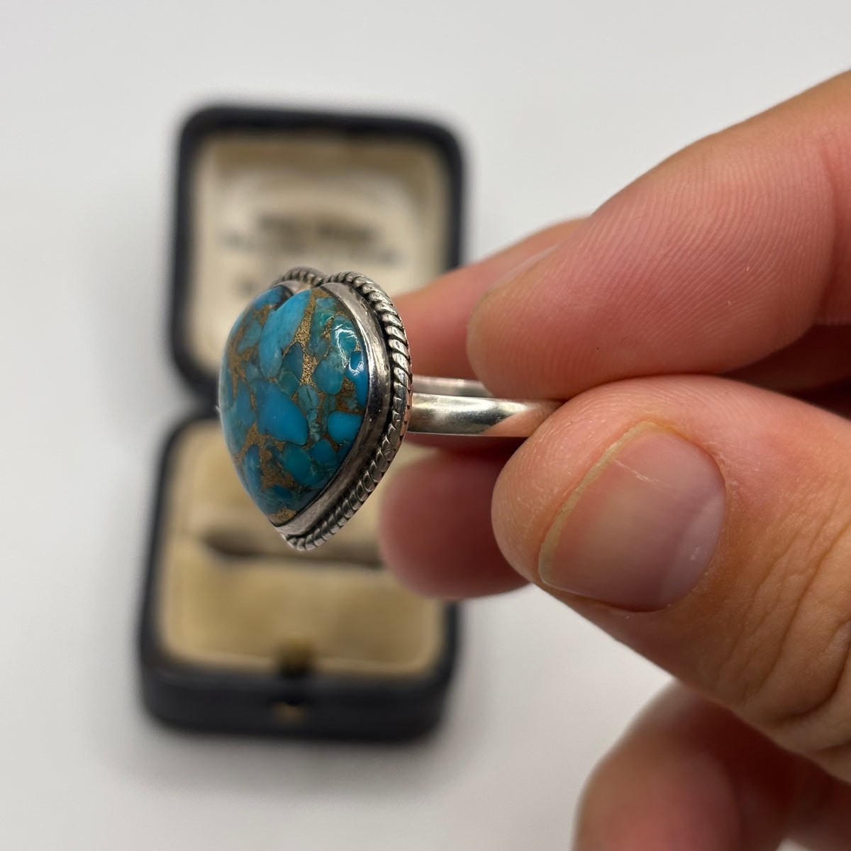 Silver Turquoise Heart Ring (T)