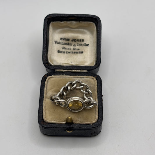 Silver Citrine Chain Ring (P)