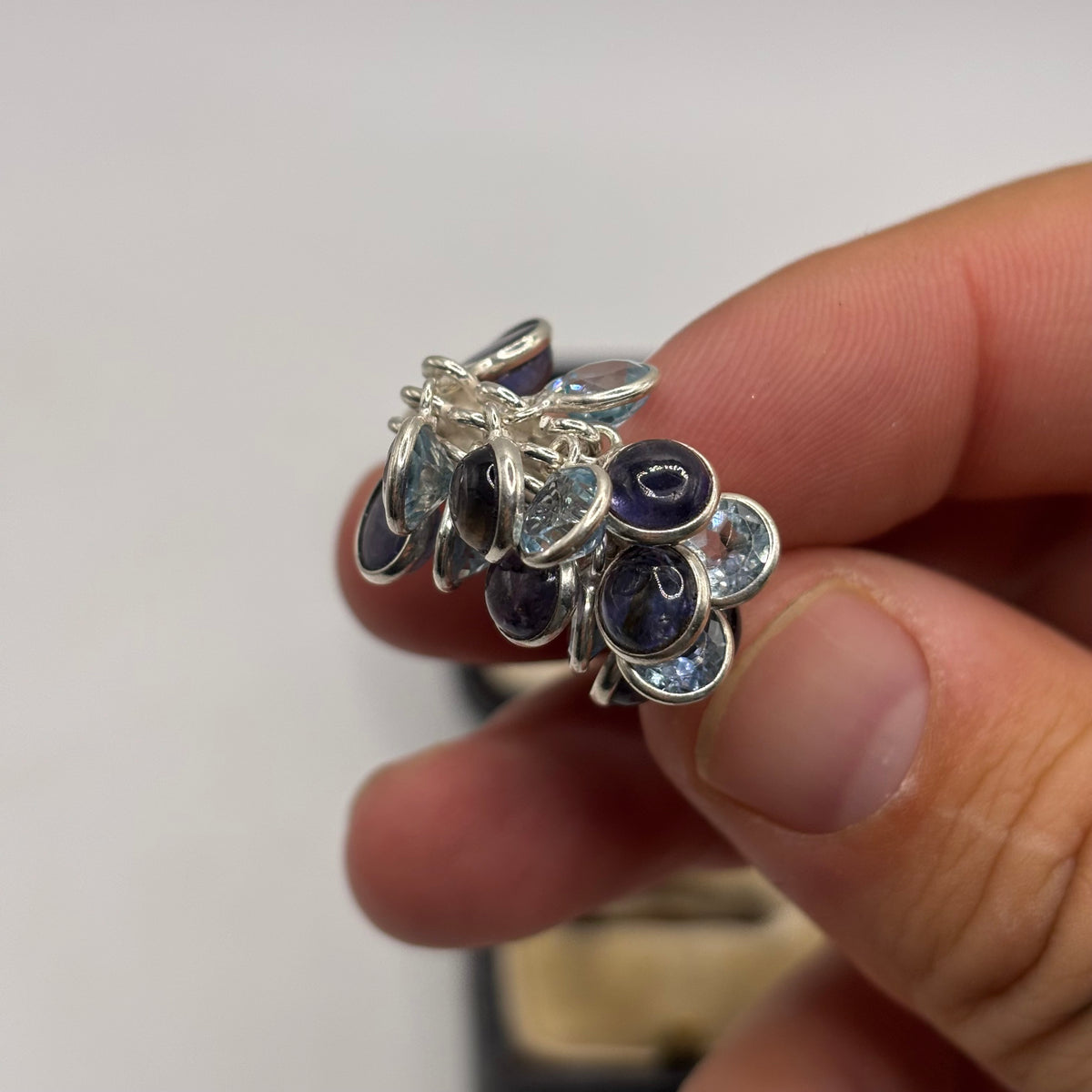 Silver Iolite & Blue Topaz Ring (Q)