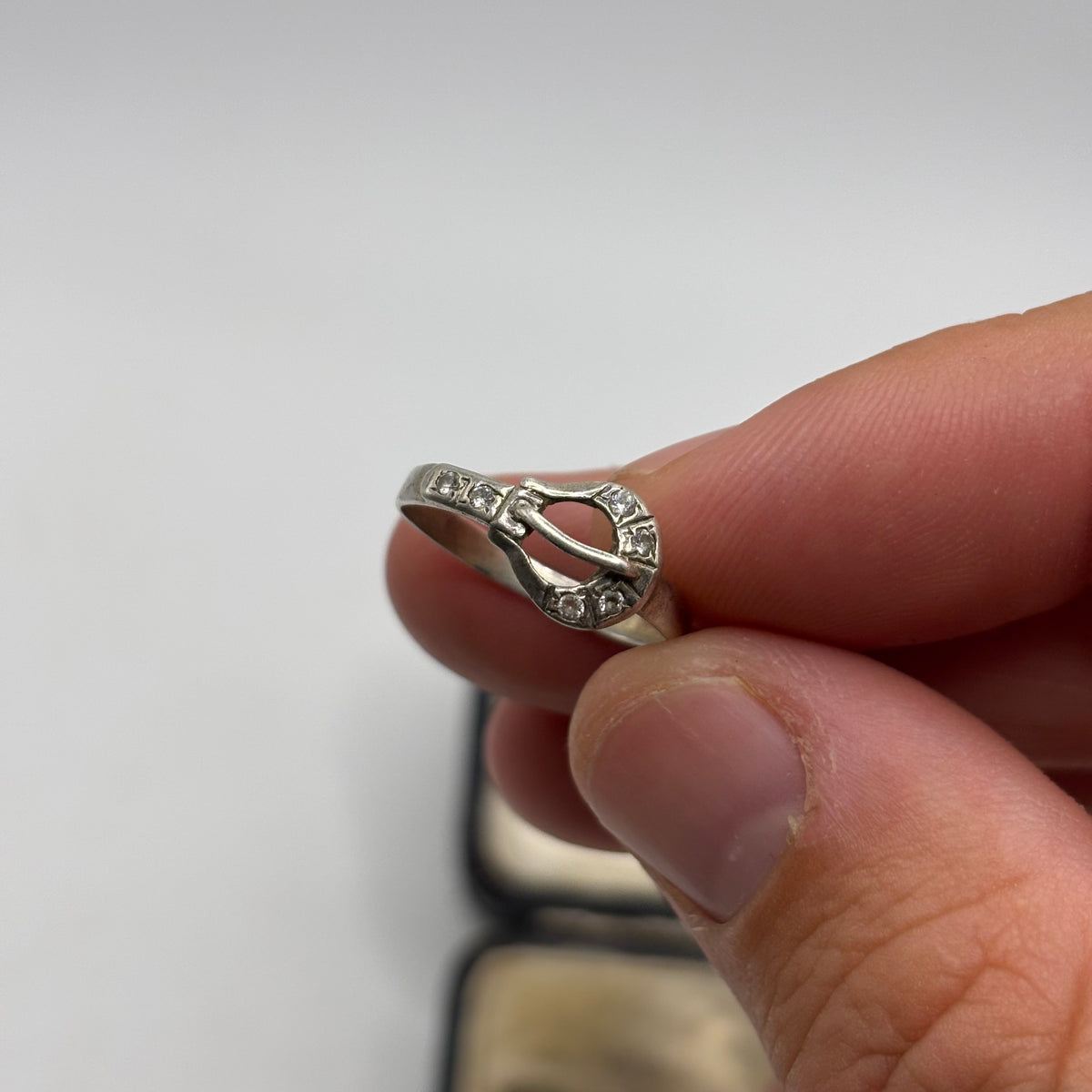Silver CZ Buckle Ring (M)