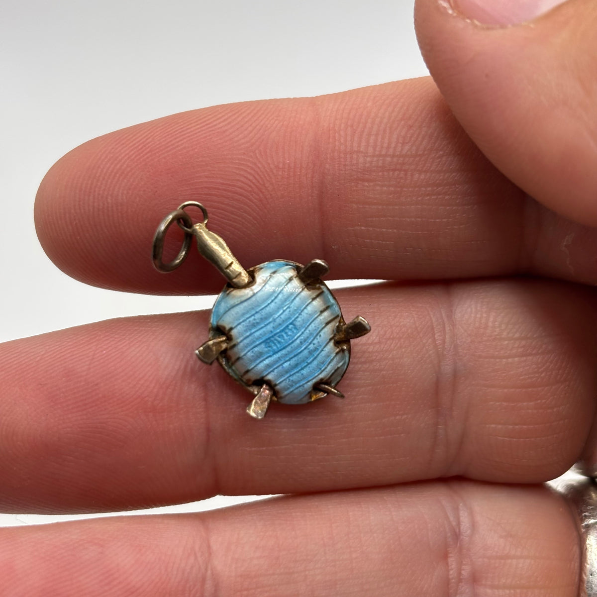 Silver Cloisonne Enamel Turtle Pendant
