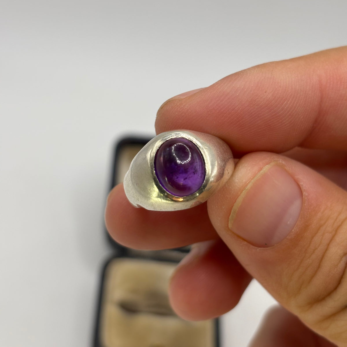 Silver Amethyst Signet Ring (O)