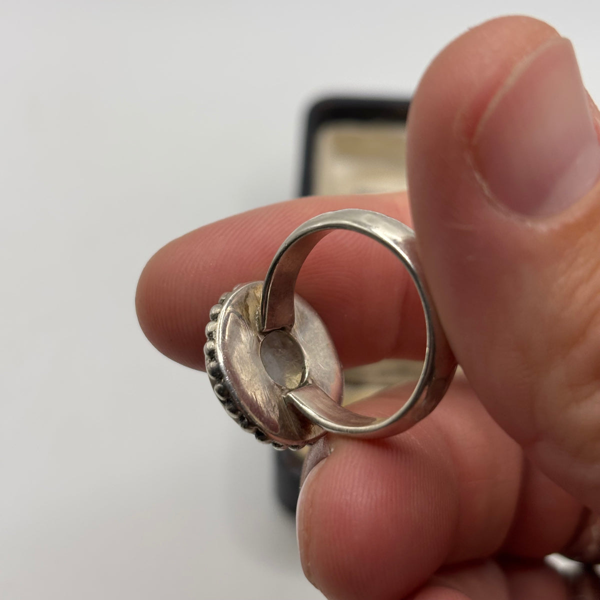 Silver Moonstone Moon Face Ring (P)