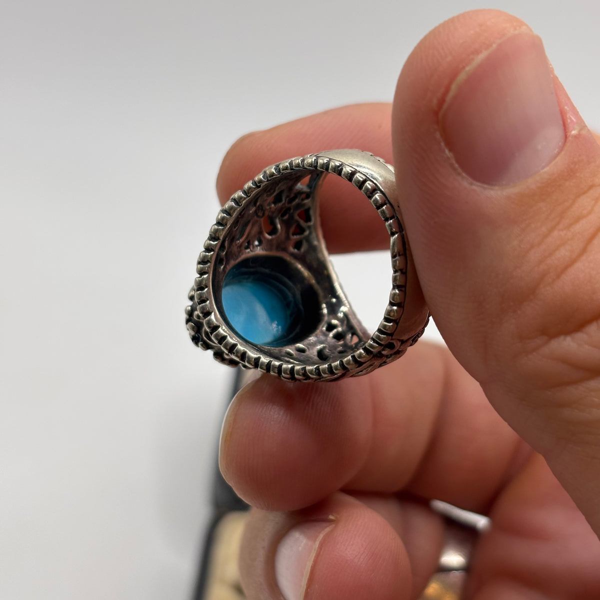 Silver Heavy Carolyn Pollack Turquoise Ring (T)