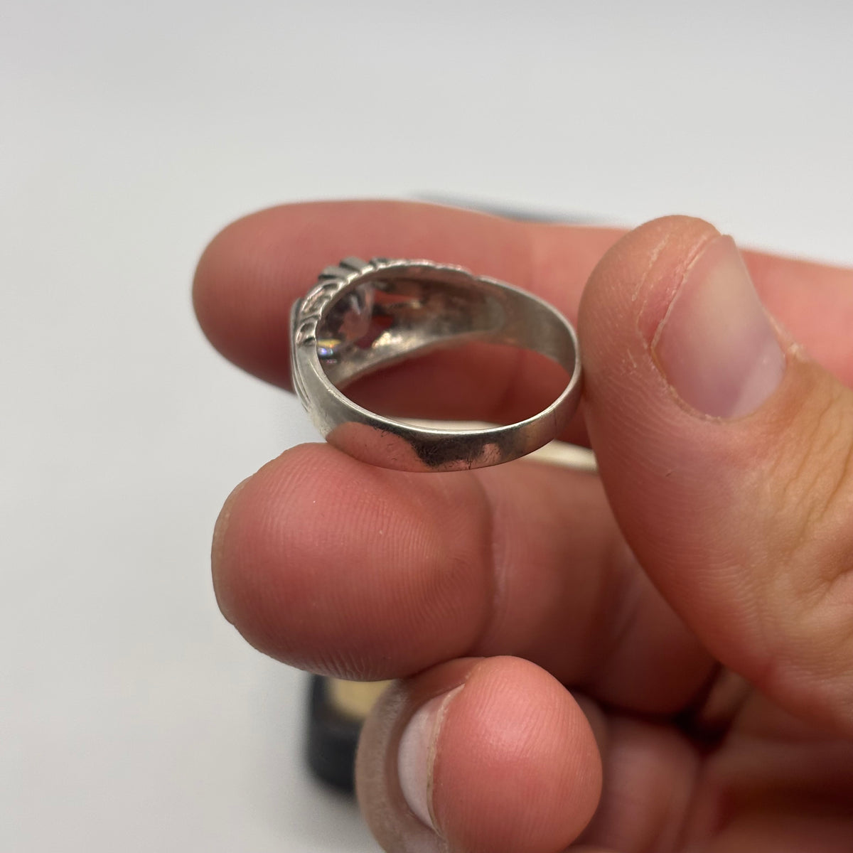 Silver Vintage Cubic Zirconia Gypsy Ring (T)