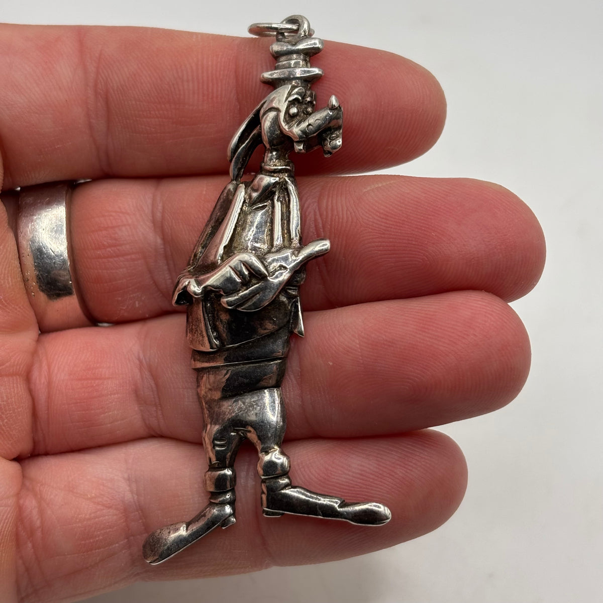 Silver Rare Large Goofy Walt Disney Pendant